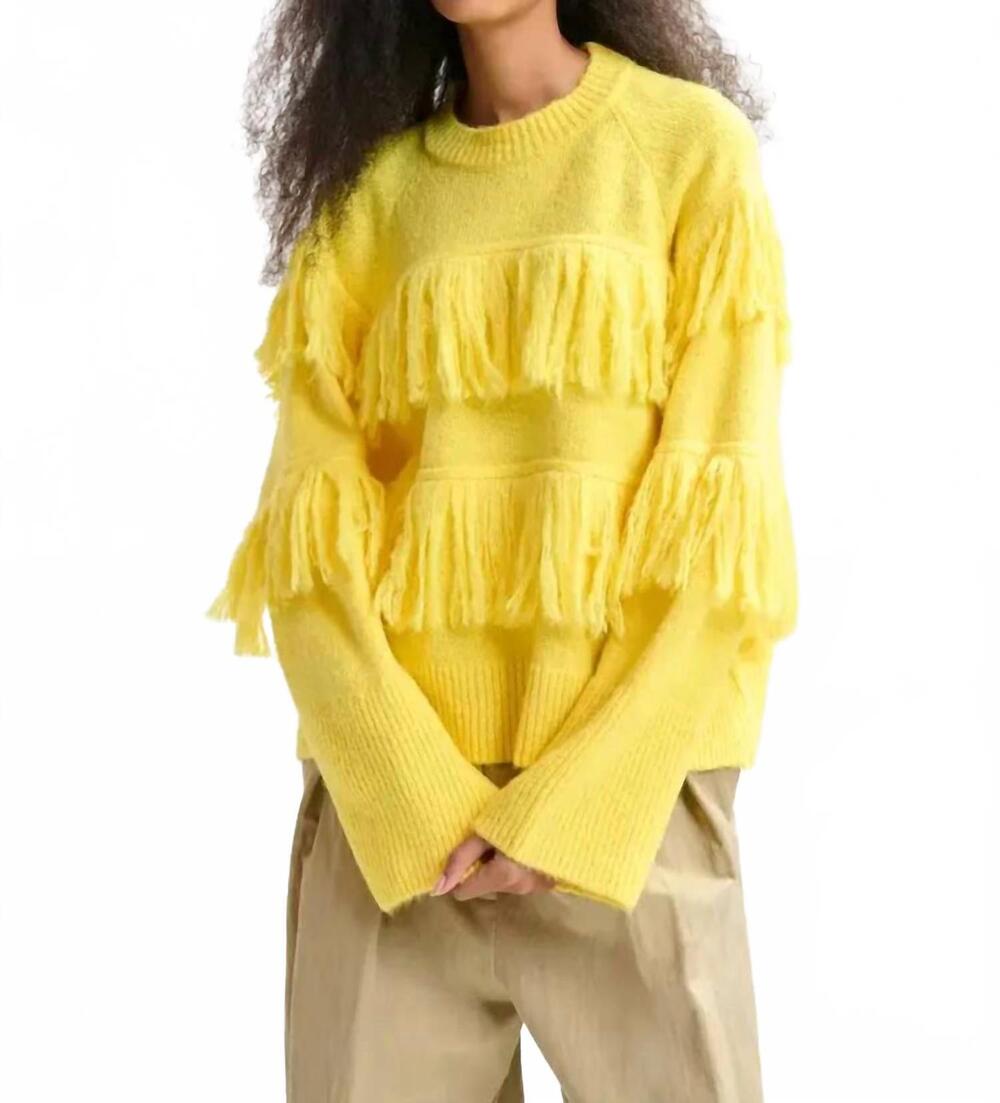 NEW ESSENTIEL ANTWERP johns fringes pullover top in sunshine